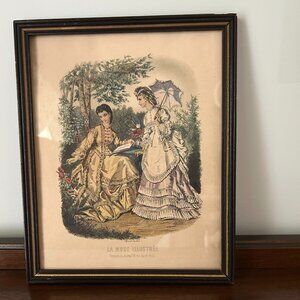 Antique Vintage La Mode Illustree FRENCH FASHION Framed Print - 8x10 vtg frame